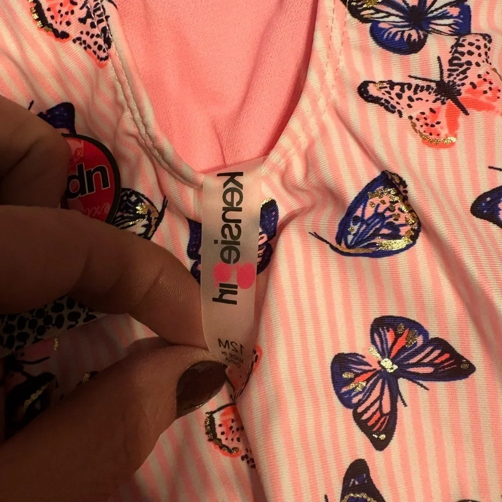 Kensie Girl Pink and Blue Butterfly One Piece